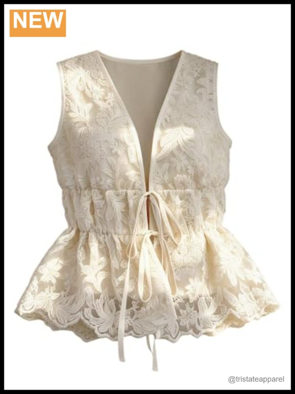 Women's Floral Embroidery Babydoll Top Deep V Neck Sleeveless Peplum Blouse